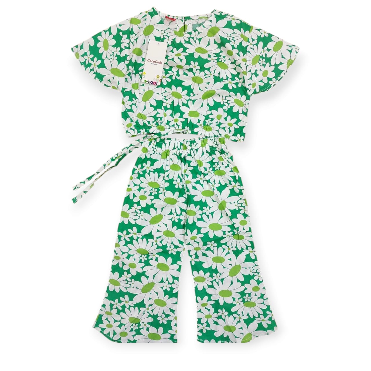 All Over Floral Print Half Sleeve Green Skate Fish Girls