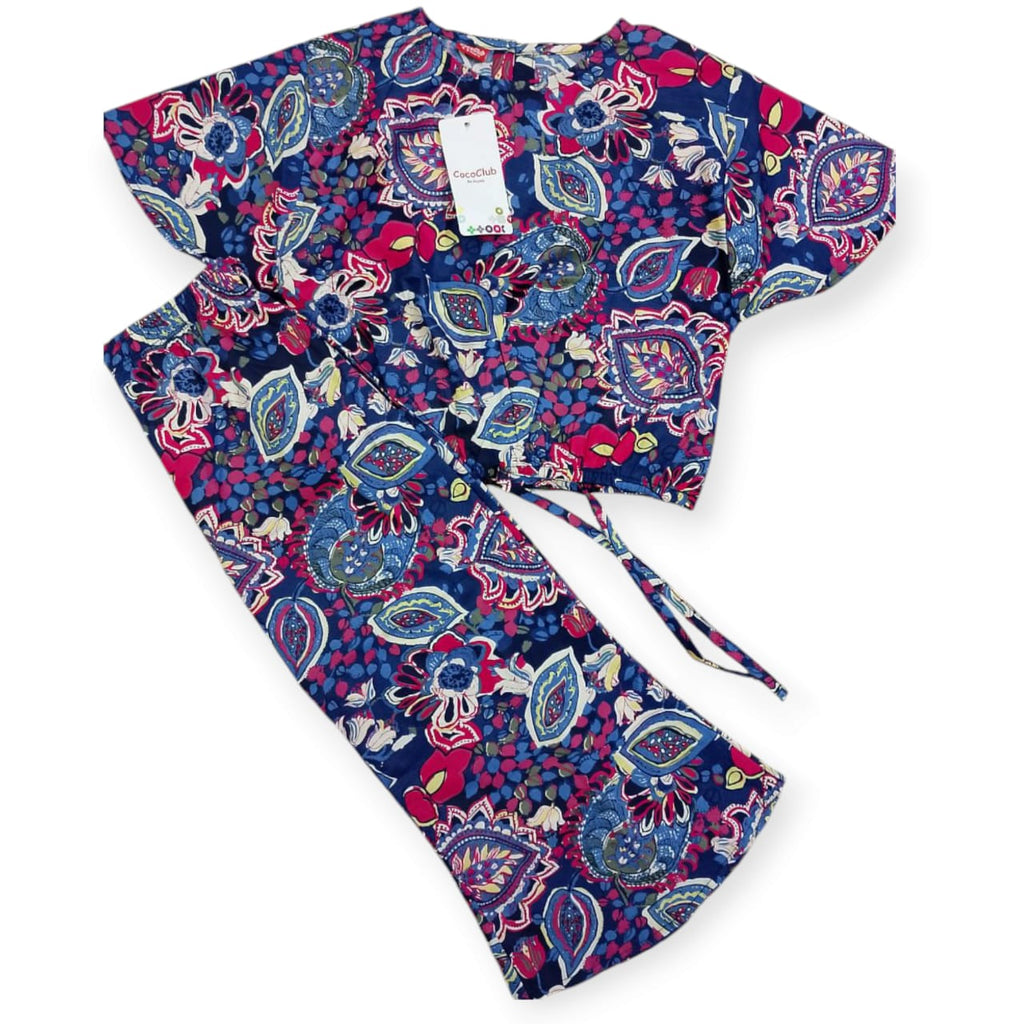 Multi Flower Half Sleeve Mahroon Skate Fish Girls