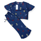 Dark Blue Printed Half Sleeve Skate Fish Girls