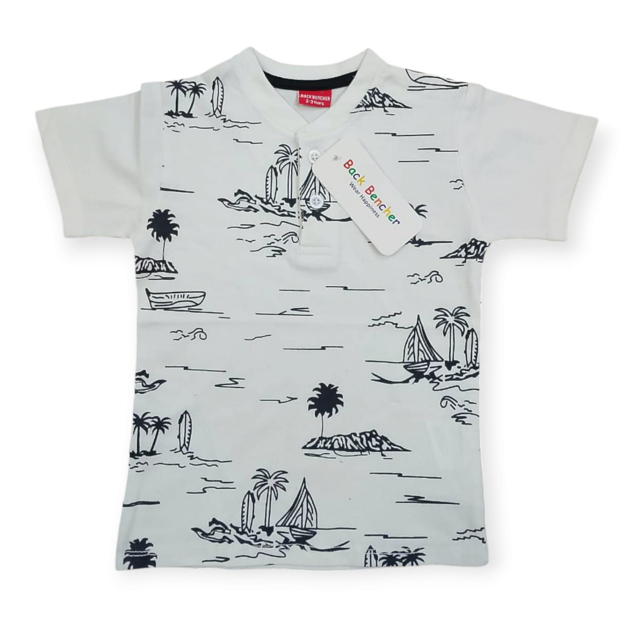 Beach vibes white henley