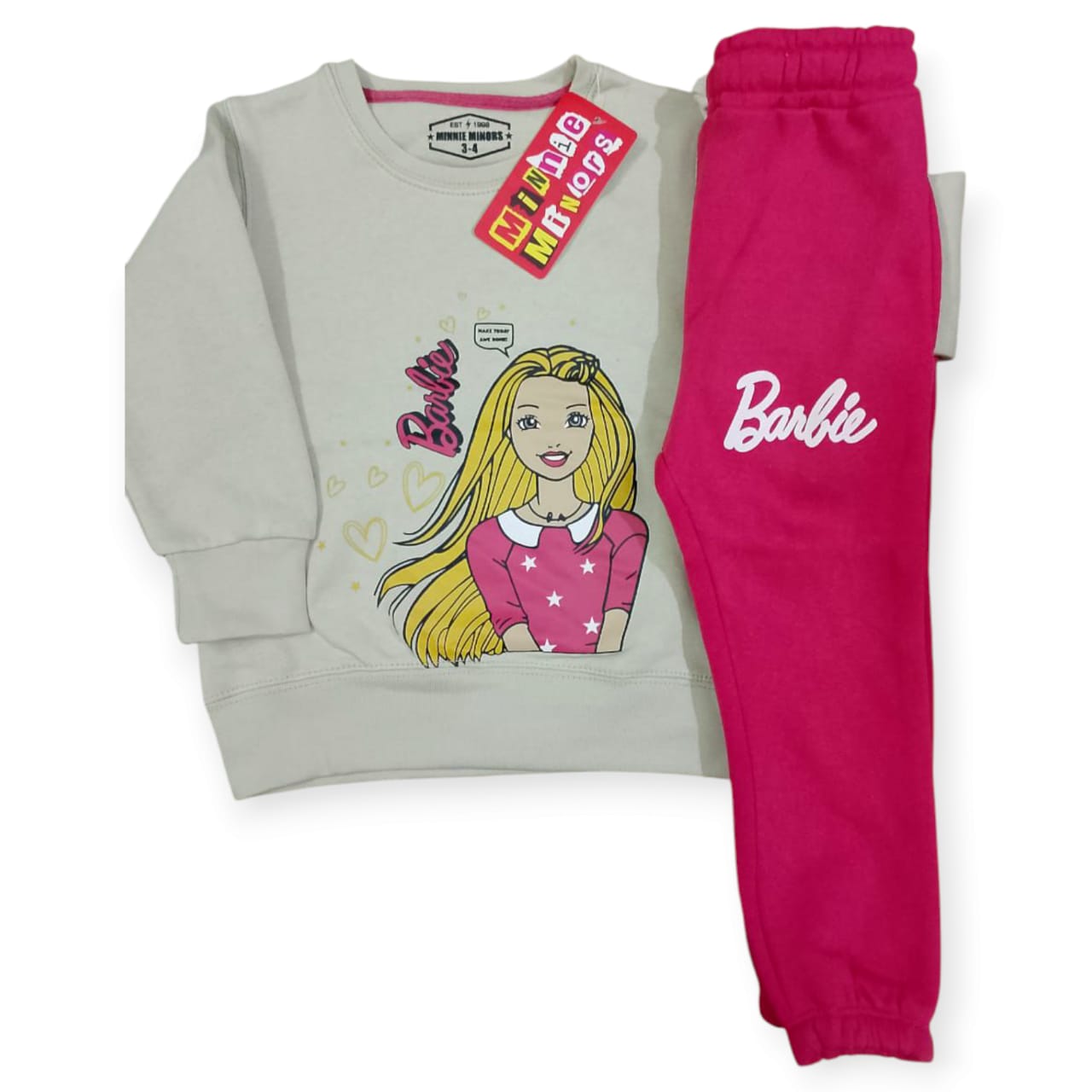 Cream and Pink Barbie Winter Tracksuit