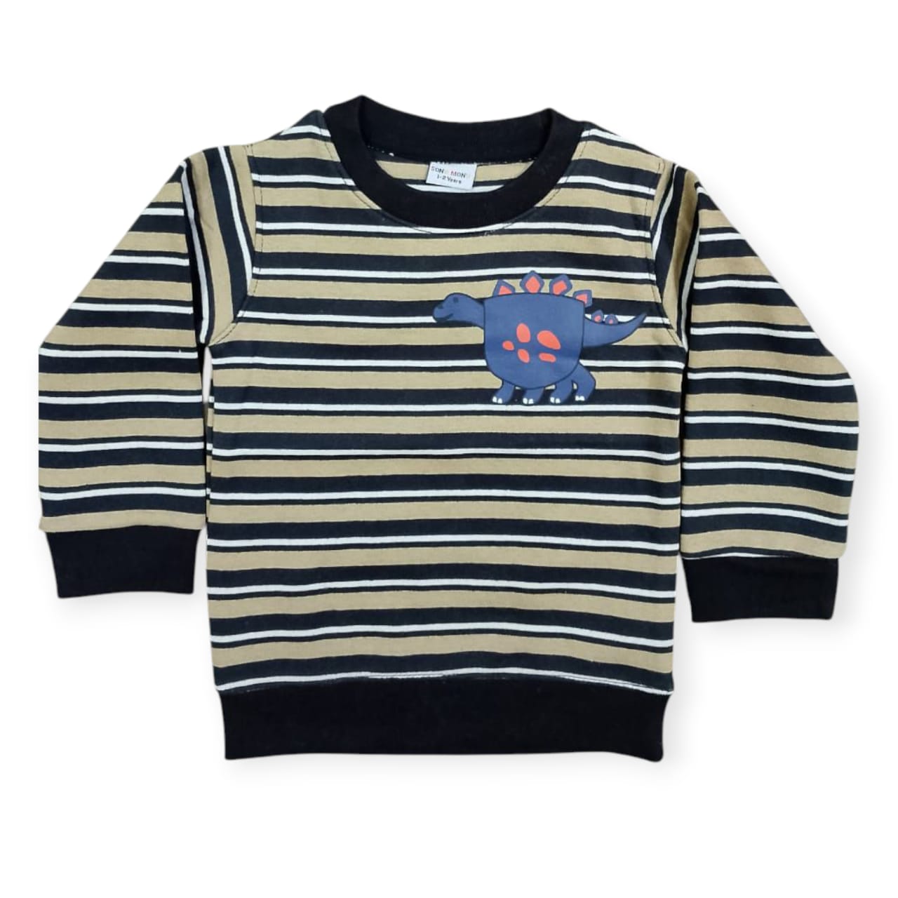 Dino Striped Black Yellow Boys Sweatshirt