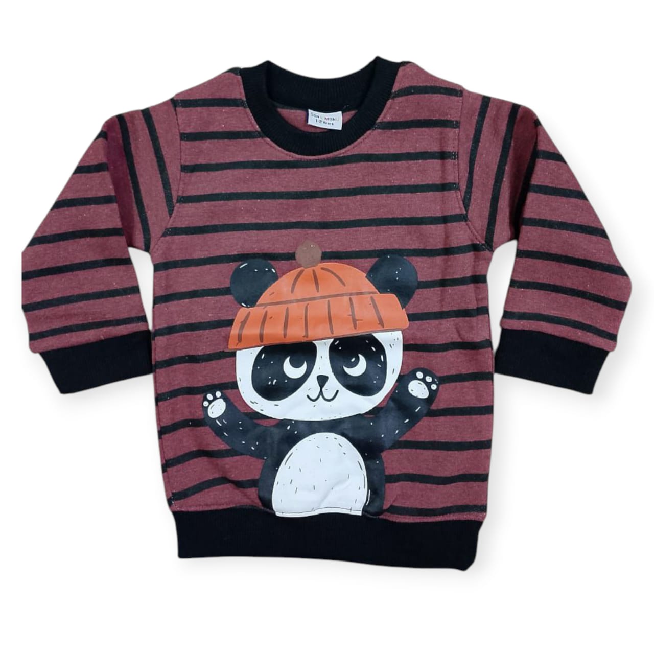 Panda Design Stripped Boys Sweatshirt