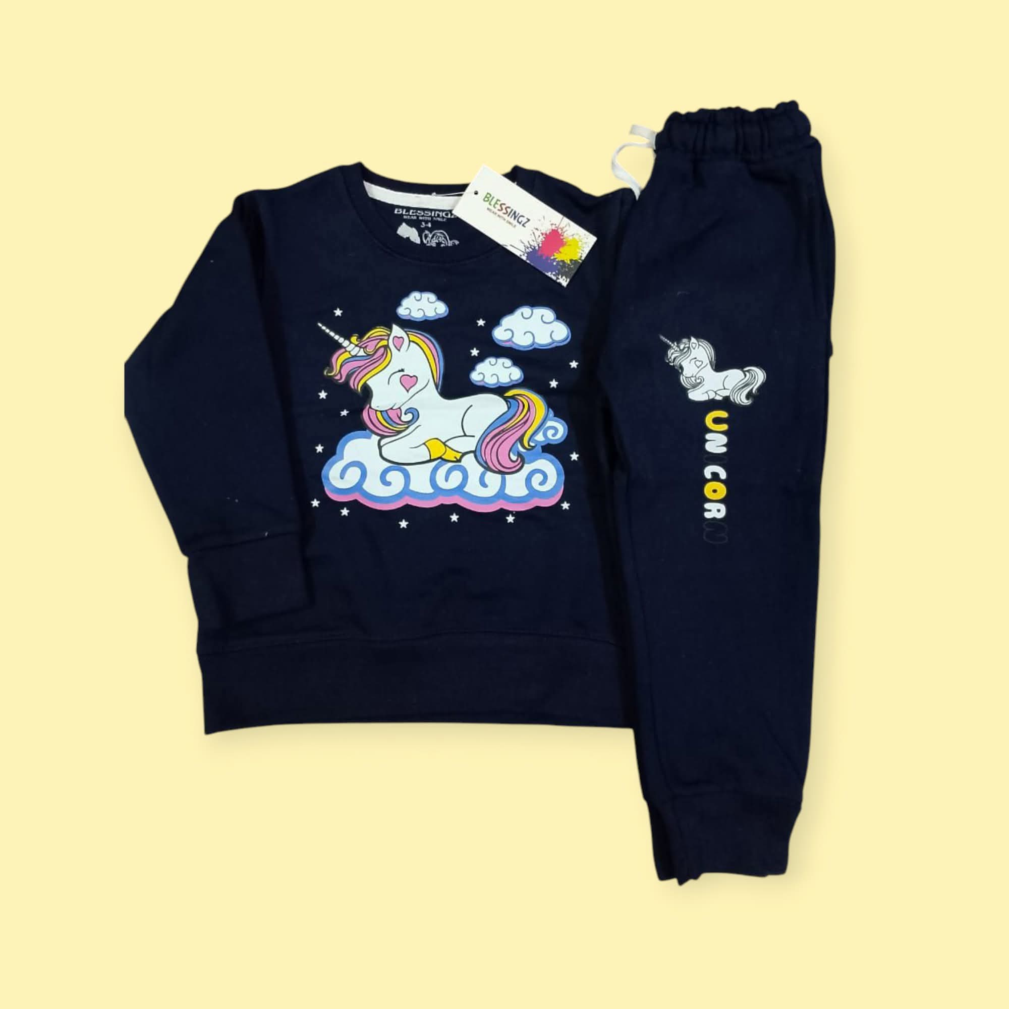 Navy Unicorn Girls Winter Tracksuit