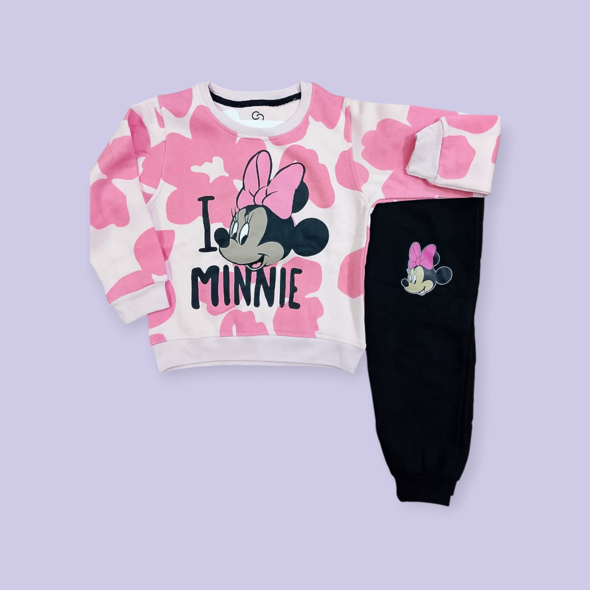 Pink & Black Minnie Girls Winter Tracksuit
