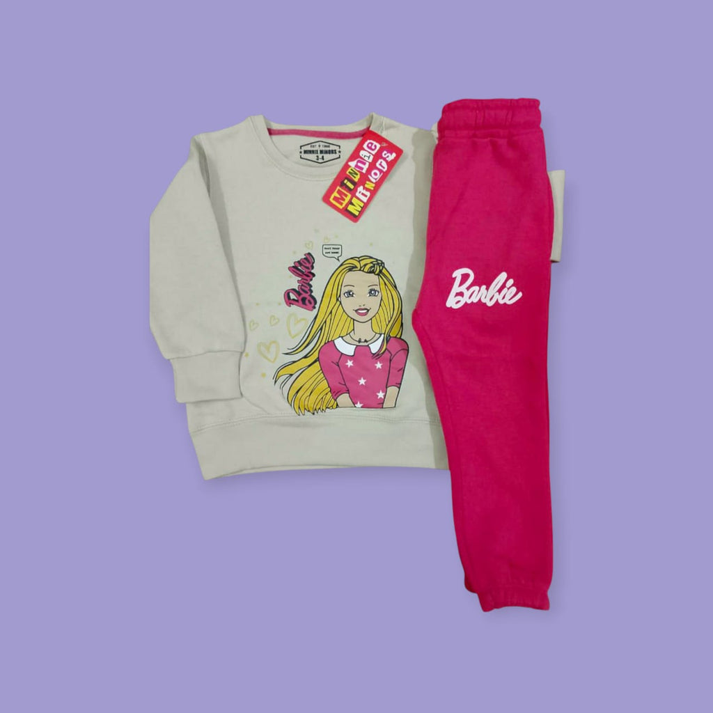 Cream and Pink Barbie Winter Tracksuit