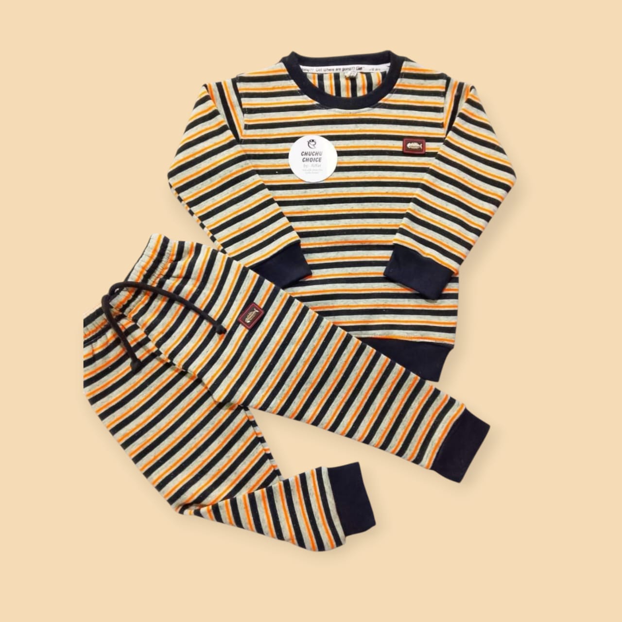 Yellow Black Striped Winter Tracksuit