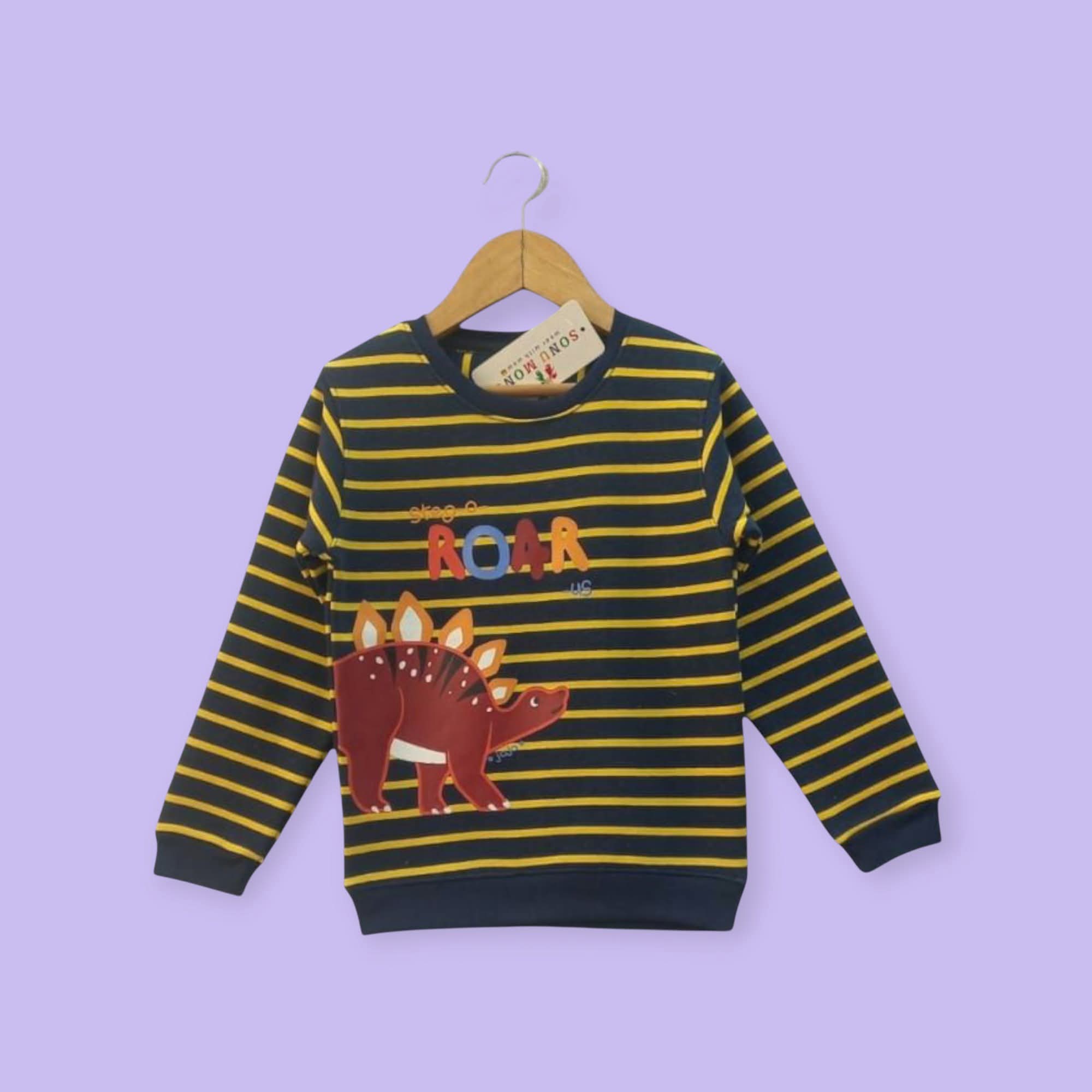 Dino Striped Boys Sweatshirt