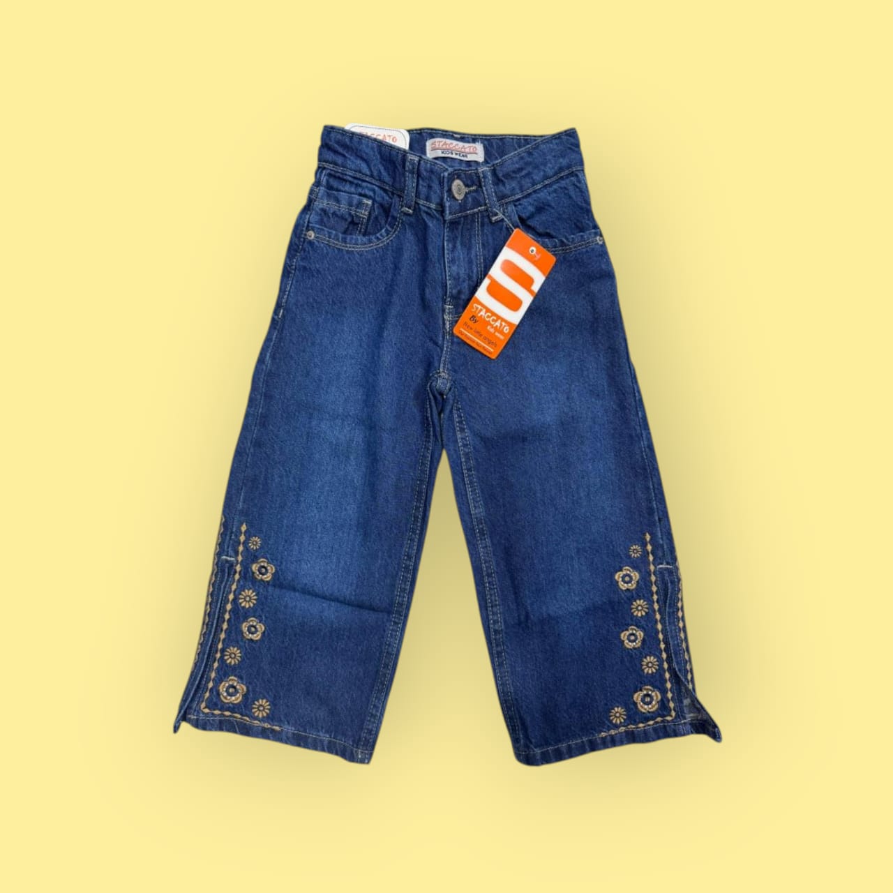 Girls Embroided Blue Denim