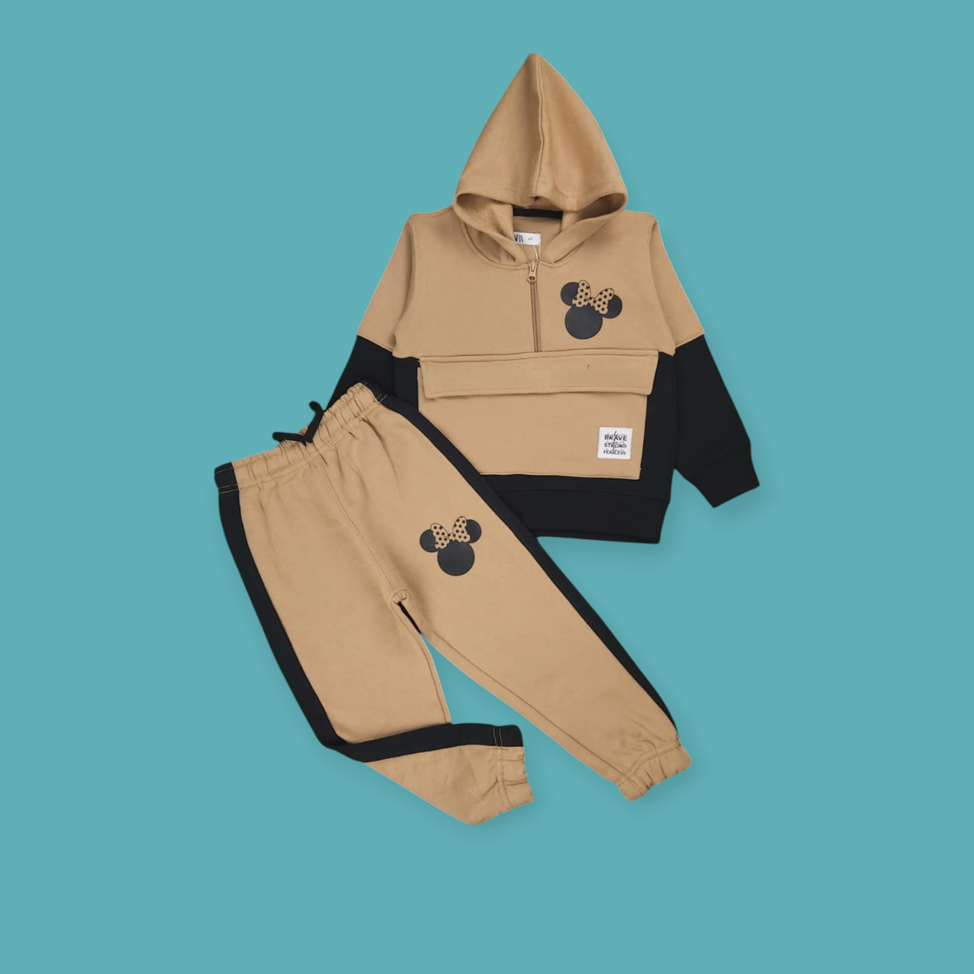 Brown and Black hoodie tracksuit