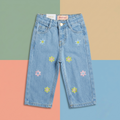 Girls Floral Embroidered Denim