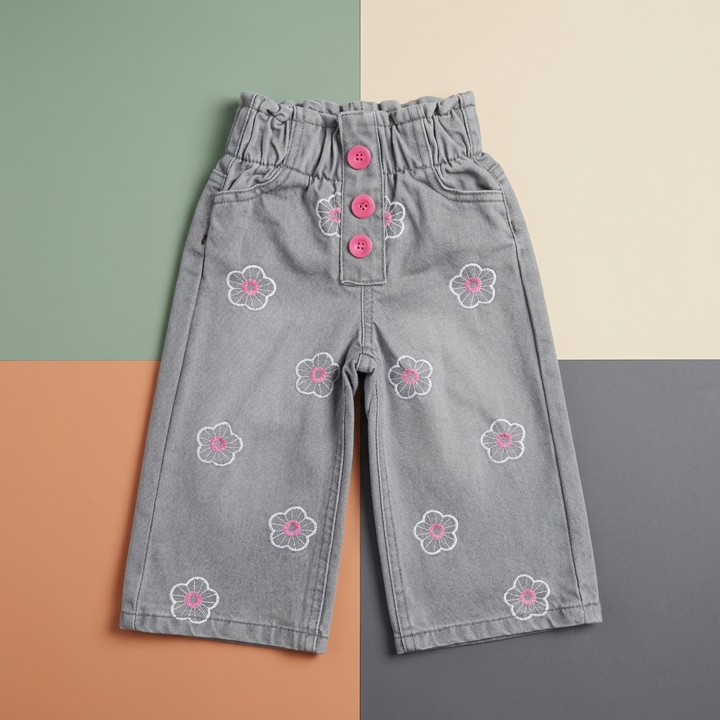 Girls Embroidered Denim