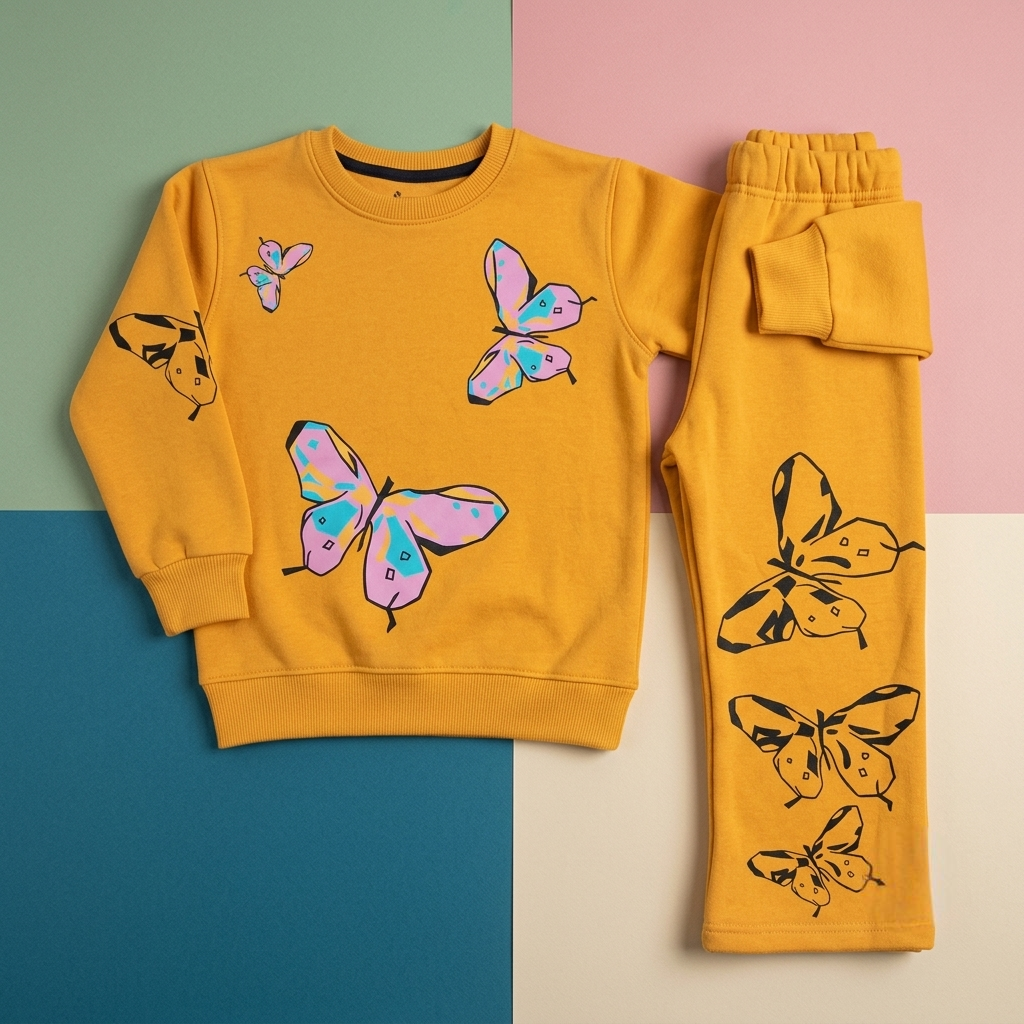 Yellow Butterfly Girls Tracksuit
