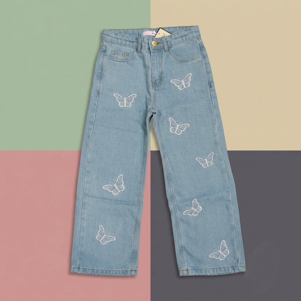 Butterfly Girls Denim Light Blue