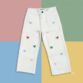 White Embroidered Girls Denim
