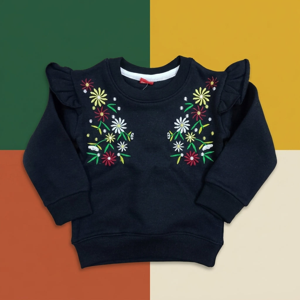 Black Embroidered Sweatshirt