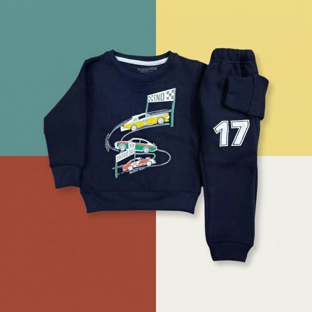 Navy Car Racing Winter Tracksuit