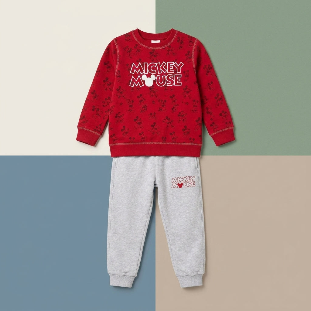 Red and Grey Mickey Mouse Track suit