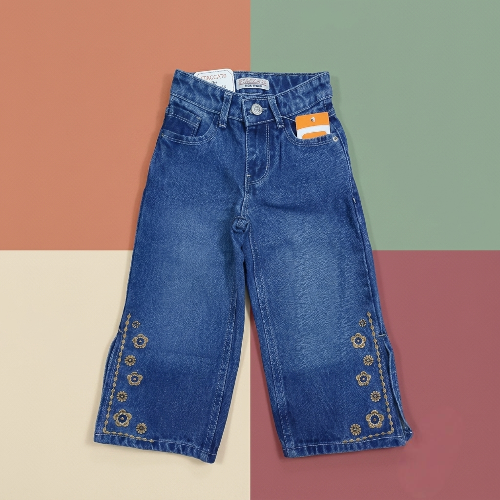 Girls Embroidered Denim