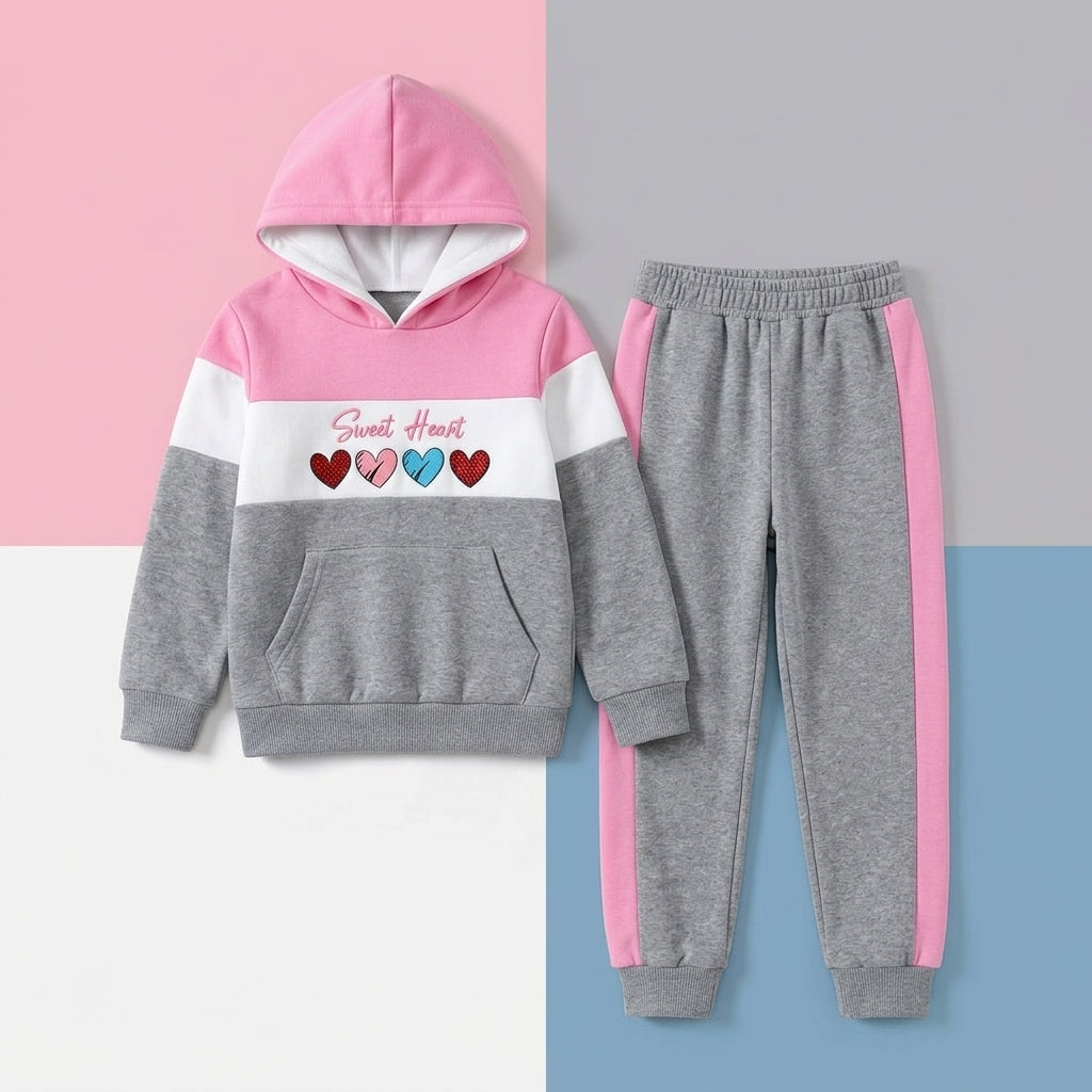 Girls Panel Hoodie Tracksuit