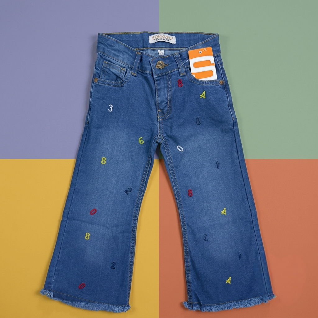 Girls Embroidered Denim