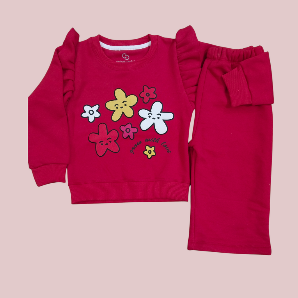 Floral Puff Printing Girls tracksuit