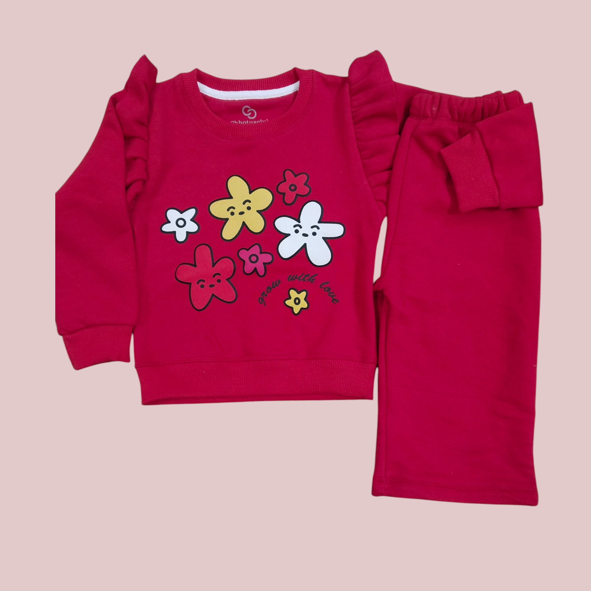 Floral Puff Printing Girls tracksuit